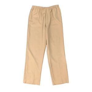 Alfred Dunner Classic Pant Womens 10 Straight Pull On Tan Flat Front Relaxed Fit